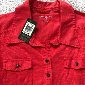 Eddie Bauer Long Sleeve Coral Button Up Shirt